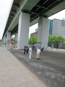 Playing under the bridge at Nagoya