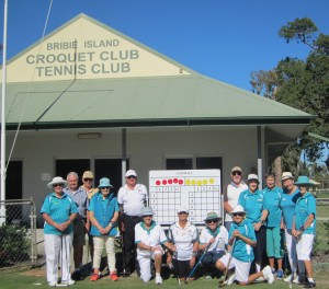 Participants and coaches gather in front of the Bribie Island Clubhouse.